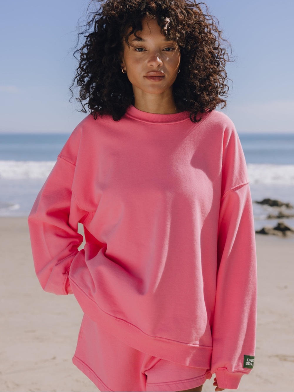 Daily Drills Reversible Unisex Oversized Crew - Cheeks Pink Size M/L